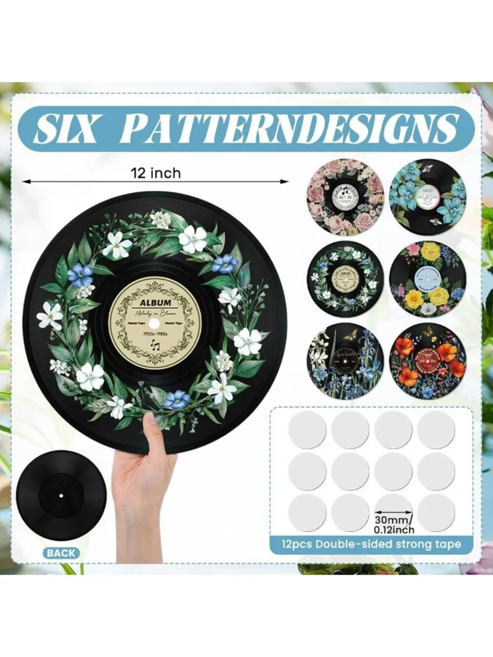 Vintage 12-Inch Vinyl Records Wall Decor | Retro Aesthetic Art for Dorm & Living